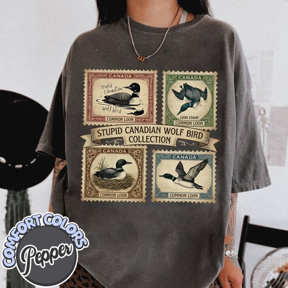NWT Stupid Canadian Wolf Bird Collection Tee